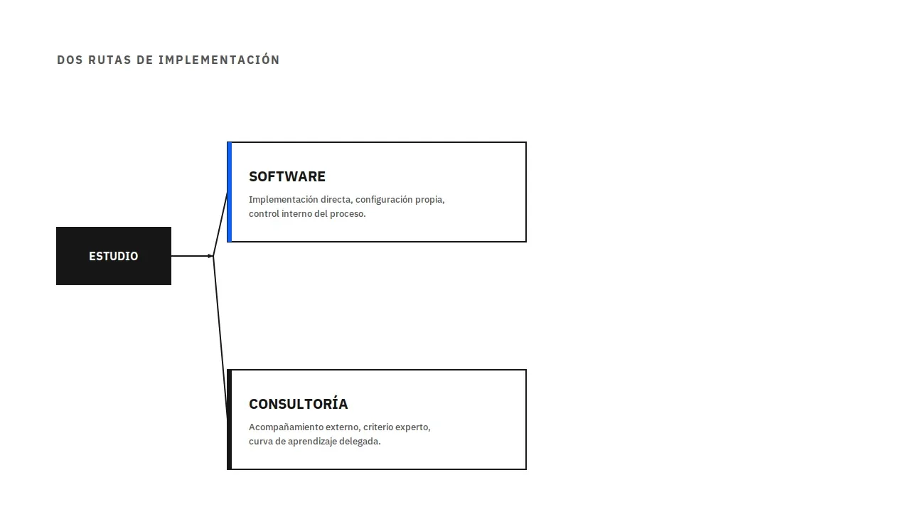 Comparación de dos rutas de implementación de IA para estudios contables: software propio versus consultoría externa